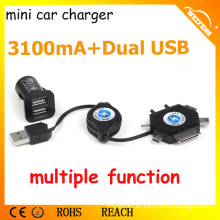 El mejor diseño mini cargador para el coche / cargador doble del coche del USB para Smartphones / 3,1A Car Charger
